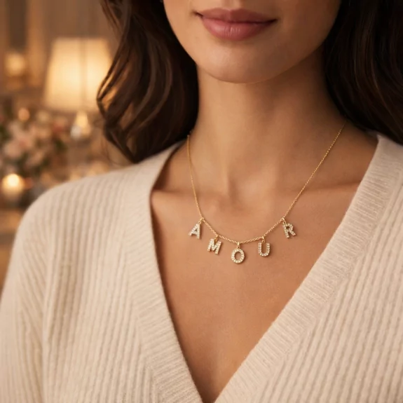 Collier pendentifs amour