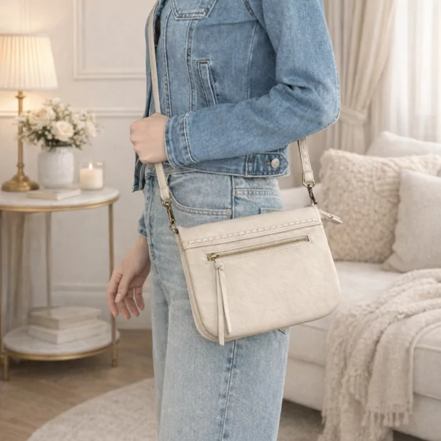 Sac aspect cuir souple – Rabat aimanté – Double poches
