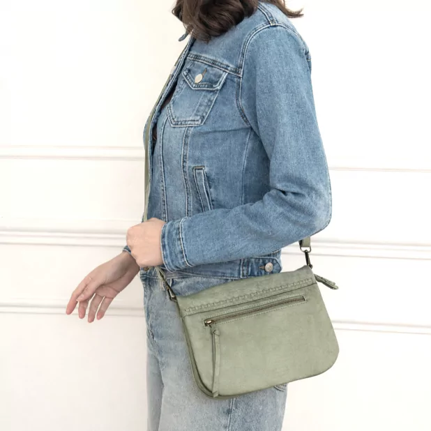 Sac aspect cuir souple – Rabat aimanté – Double poches