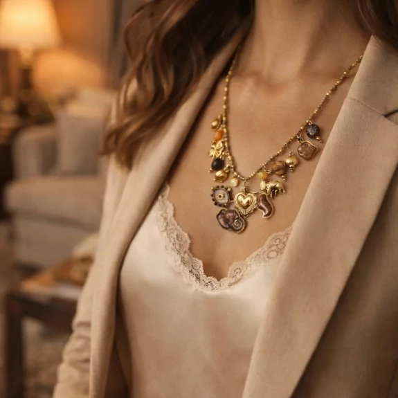 Collier acier avec breloques