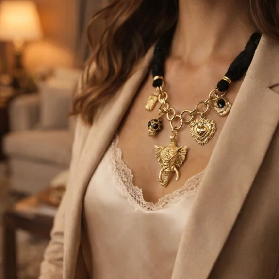 Collier acier breloque...