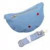 Pochette Banane Femme en Coton Effet Jean – Cœurs Rouges Brodés