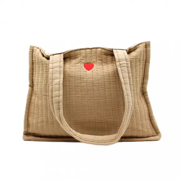 Tote bag femme en coton avec cœur brodé
