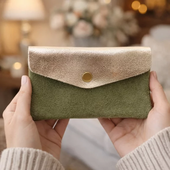 Porte monnaie cuir pailleté...