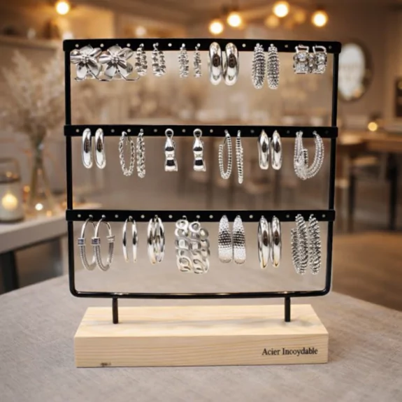 Pack 18 créoles acier...