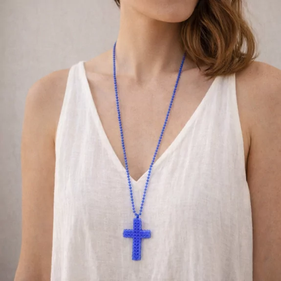 Sautoir croix en perles de...