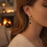 Boucle d'oreille acier - goutte pendante