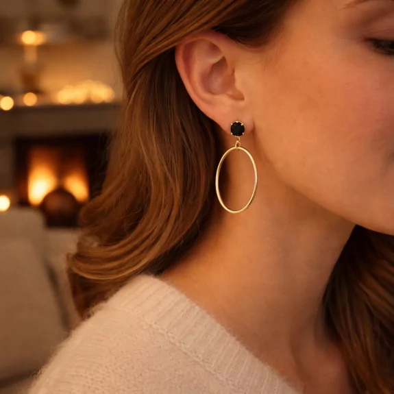 Boucle d'oreille acier - ovale