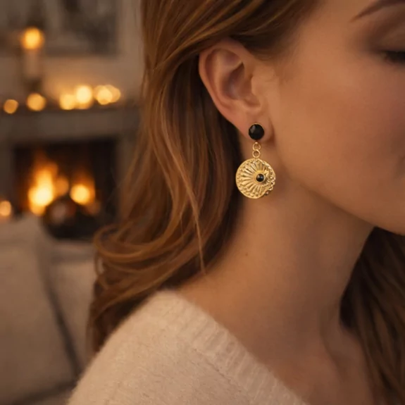 Boucle d'oreille acier - oeil