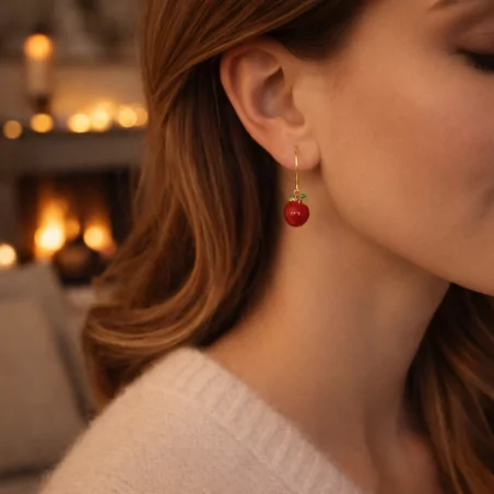 Petite créole acier pomme rouge