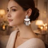Boucle d'oreille en acier argenté - breloques