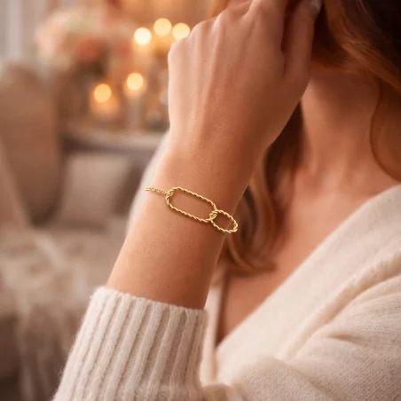 Bracelet acier - ovale torsadé