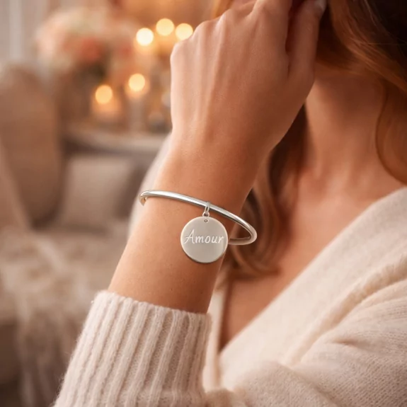 Jonc acier message amour