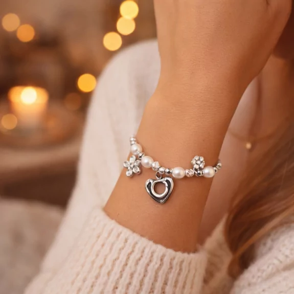 Bracelet acier perles cœur...