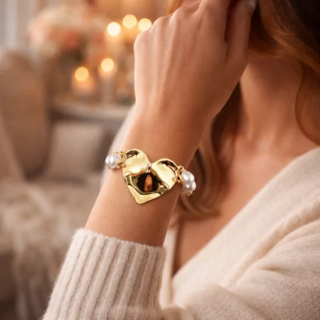 Bracelet perles et gros cœur