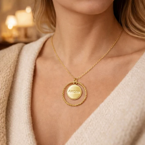 Collier acier - amour