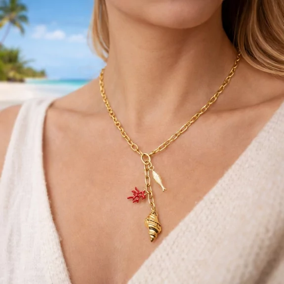 Collier acier doré...