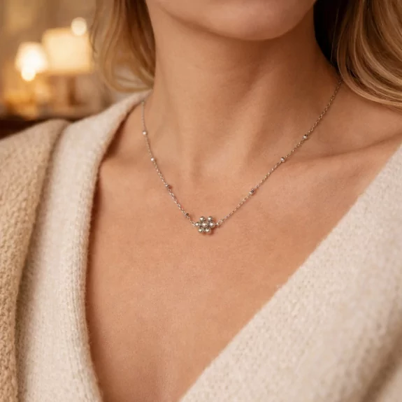 Collier acier - FLEUR EN...