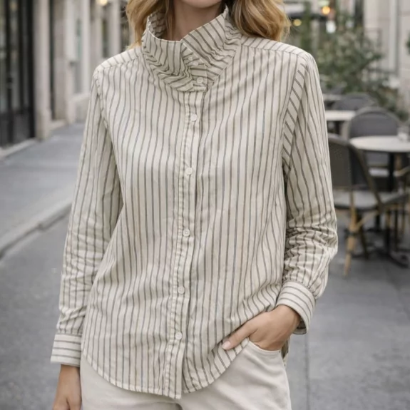 Chemise femme à rayures col...