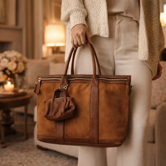 Sac à main bimatière avec...