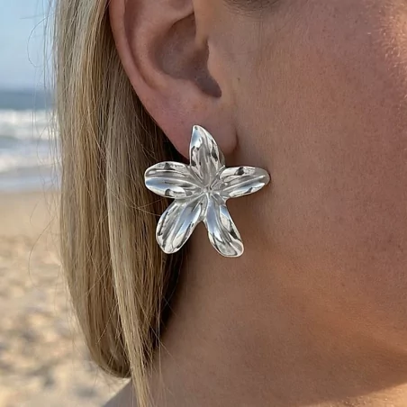 Boucles d’oreilles fleur acier inoxydable