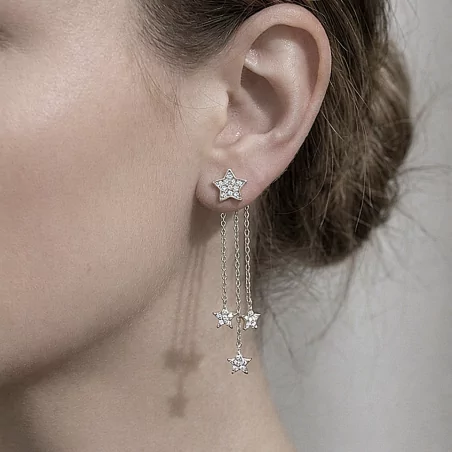 Boucles d’oreilles étoiles pendantes – Strass