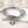 Bracelet Multi Joncs Acier Inoxydable avec Pendentif Étoile