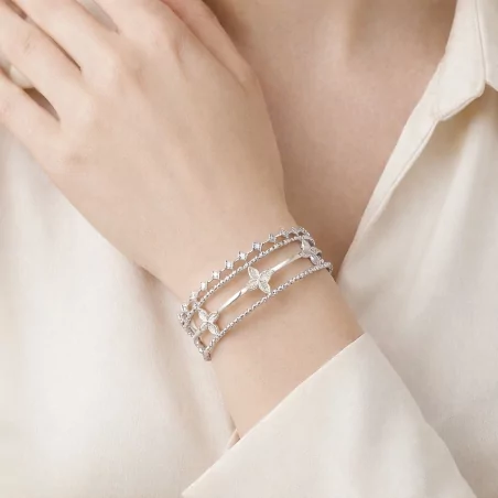 Bracelet jonc multi-rangs en acier inoxydable avec motifs luxe