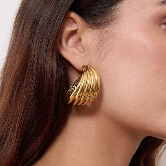 Boucles d’Oreilles Créoles Ondulées en Acier Inoxydable
