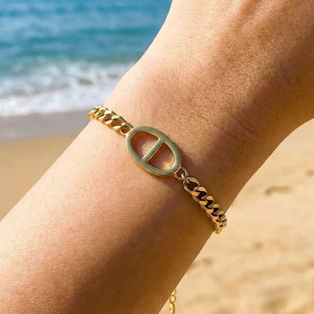 Bracelet acier chaîne maille motif luxe