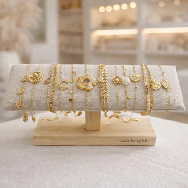 Pack de 12 bracelets acier - nude