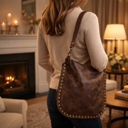 Sac façon besace en cuir, made in italie