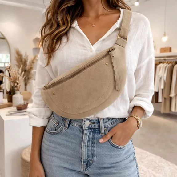 Sac banane tendance suédine – 100 % synthétique