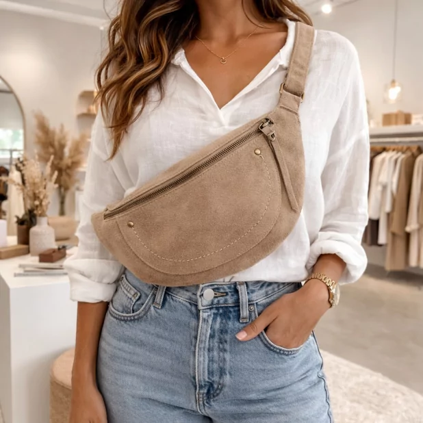 Sac banane tendance suédine – 100 % synthétique