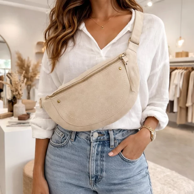 Sac banane tendance suédine – 100 % synthétique