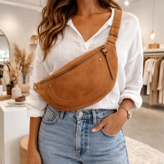 Sac banane tendance suédine – 100 % synthétique