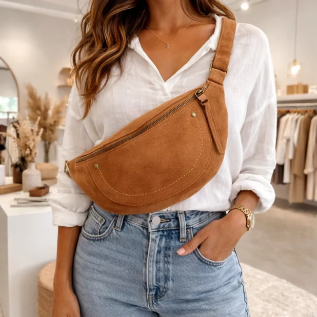 Sac banane tendance suédine – 100 % synthétique