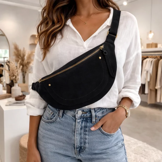 Sac banane tendance suédine – 100 % synthétique Sac banane tendance suédine – 100 % synthétique