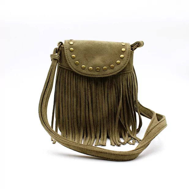 Petit sac bandoulière bohème à franges 20 x 15 cm