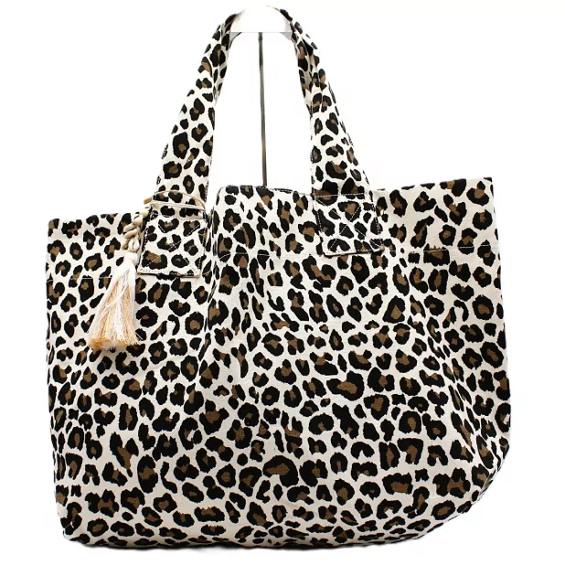 Grand sac cabas léopard 60 x 35 cm – Sac plage & week-end