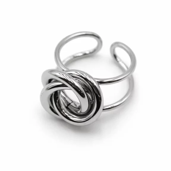 Bague Nœud en Acier  – Bague Ajustable Moderne