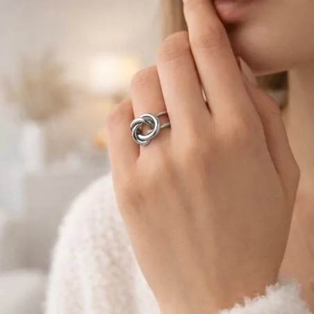 Bague Nœud en Acier  – Bague Ajustable Moderne