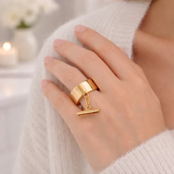 Bague breloque barre...