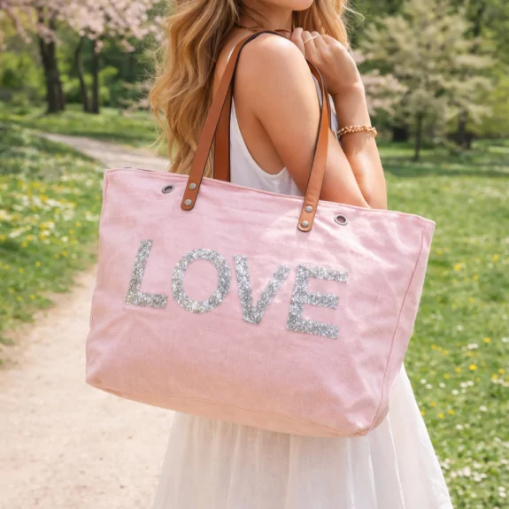 Sac cabas LOVE paillettes – Sac femme tendance
