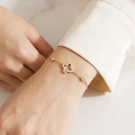 Bracelet trèfle brillant en acier inoxydable