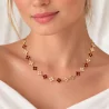 Collier fleurs strass colorés – Acier inoxydable doré