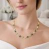 Collier fleurs strass colorés – Acier inoxydable doré