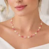 Collier fleurs strass colorés – Acier inoxydable doré