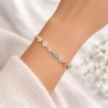 Bracelet fleurs strass colorés – Acier inoxydable doré