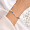 Bracelet fleurs strass colorés – Acier inoxydable doré